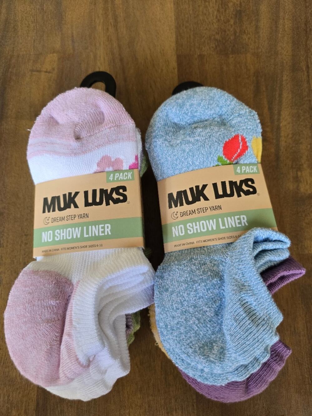 MUK LUKS Women's Dream Step No-Show Liner Socks, 4-Pack Lot of 2